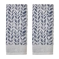 SKL Home by Saturday Knight Ltd. Distressed Leaves Hand Towel Denim Blue, 16x26, 2 Count (Pack of 1)