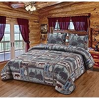 It's a Wildlife Lodge Nature Patchwork Quilt Bedding Set/Size: King Quilt + 2 King Shams