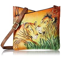 Anna by Anuschka Women's Genuine Leather V Top Multicompartment Cross Body| Hand Painted Original Artwork