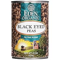 Eden Organic Black Eyed Peas, 15 oz Can, No Salt, Non-GMO, Gluten Free, Vegan, Kosher, U.S. Grown, Heat and Serve, No Preservative, Macrobiotic