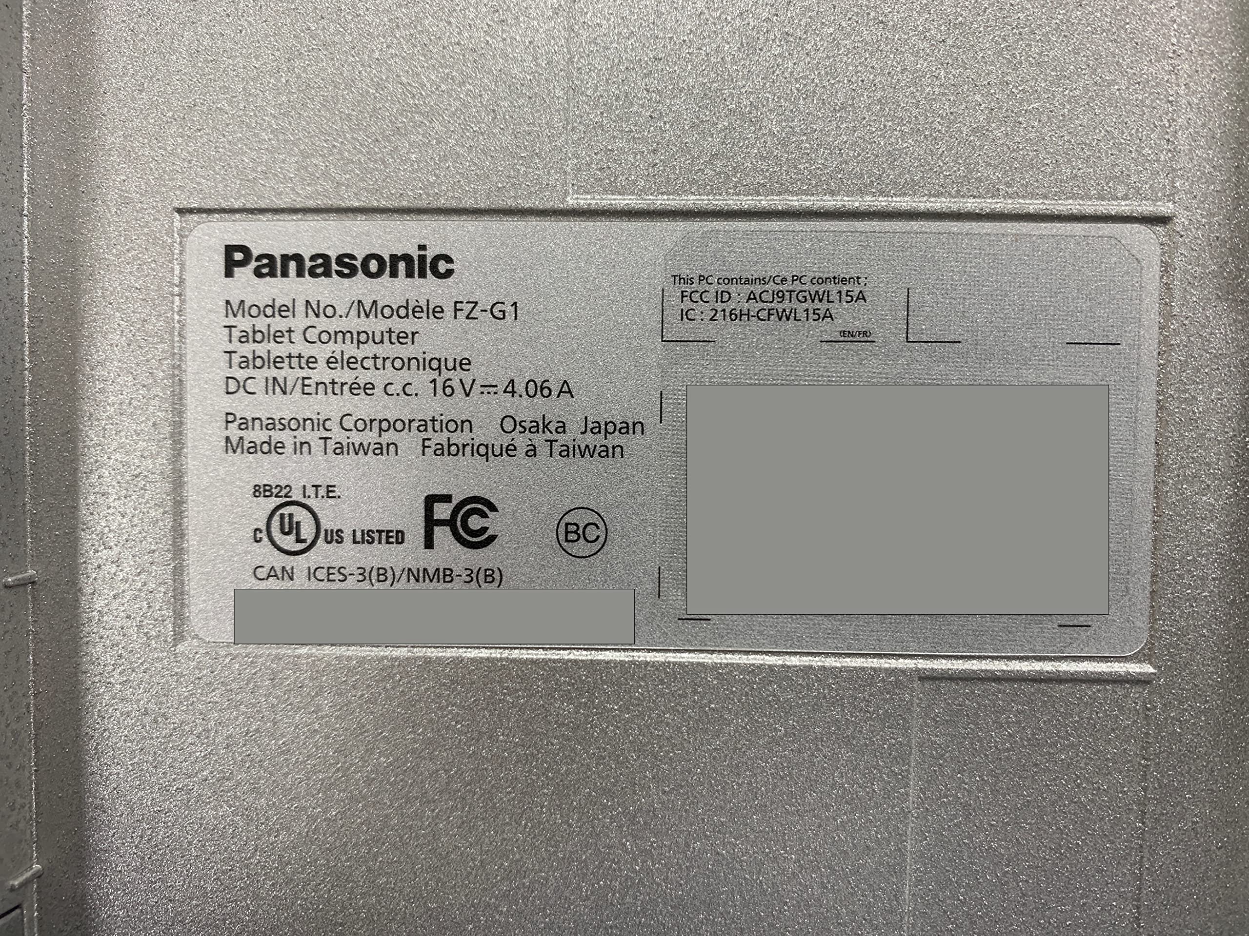 Panasonic Toughpad G1, FZ-G1 MK4, Intel Core i5-6300U @2.40GHz, 10.1
