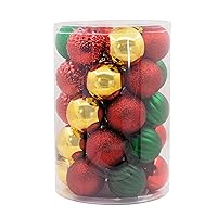 Hallmark Red, Green, Gold Christmas Ball Ornaments, Set of 30 Christmas Baubles, Shatterproof