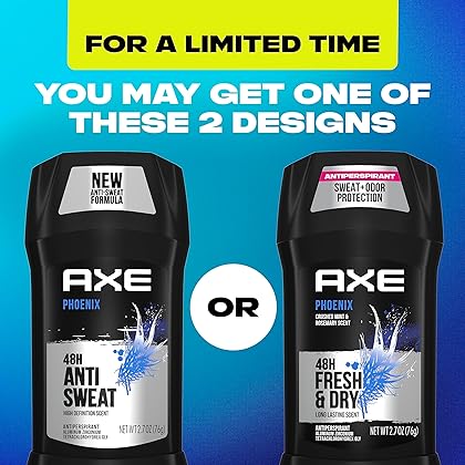 AXE Antiperspirant Deodorant for Men Phoenix 4PK 48H Sweat & Odor Protection for Long Lasting Freshness, Crushed Mint & Rosemary Men's Deodorant 2.7 Ounce (Pack of 4)