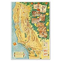 Historical Wall Decor Art Print Poster of the California Citrus Industry circa 1940 - measures 16 x 24 inches (406 x 610 mm)