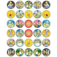 30 x Edible Cupcake Toppers Themed of Simpsons Collection of Edible Cake Decorations | Uncut Edible on Wafer Sheet