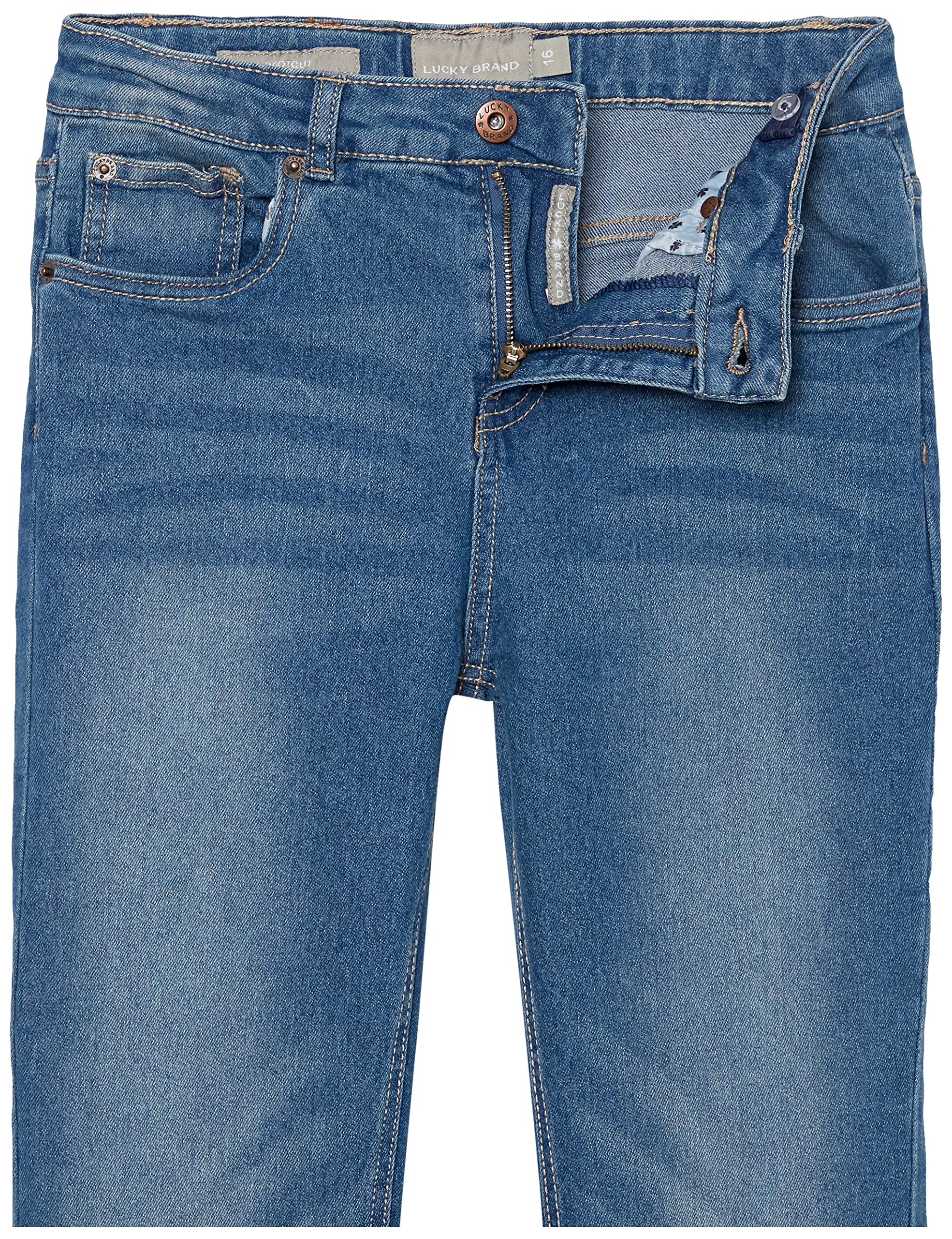 Lucky Brand Girls' Bootcut Fit Stretch Denim Jeans with Zipper Closure & Pockets