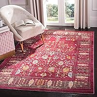 SAFAVIEH Valencia Collection Area Rug - 8' x 10', Fuchsia & Multi, Boho Chic Distressed Design, Non-Shedding & Easy Care, Ideal for High Traffic Areas in Living Room, Bedroom (VAL108P)