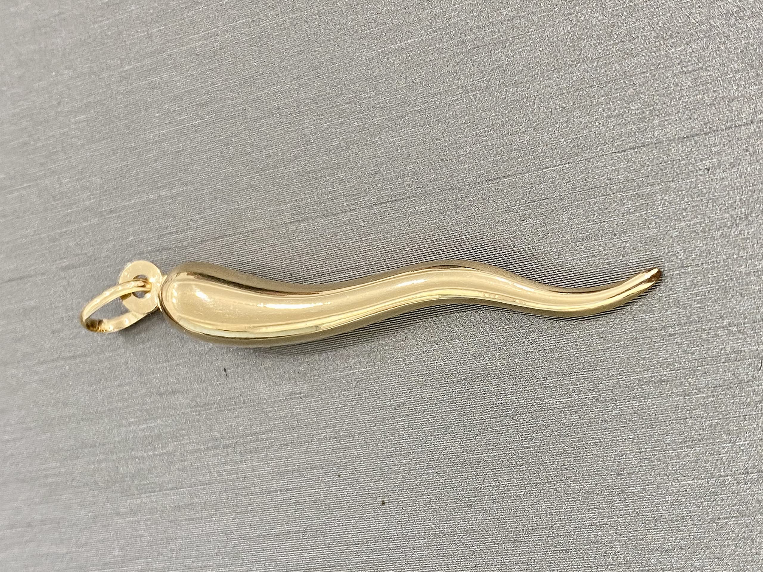 TGDJ 14k Yellow Gold Cornicello Italian Horn Charm Pendant - 4 Differnet Size Available