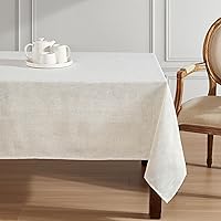 Laura Ashley Dothan Luxury Linen Blend Tablecloth for Formal Dining, Holiday, Wedding or Party, 60