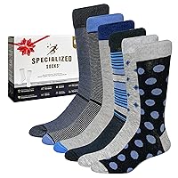 Diabetic Socks for Men with No Compression that Stay Up - Neuropathy, Non-Binding, Extra Wide Socks for Comfort, Style, and Health - Size 7-10, Patterned, 6 Pairs