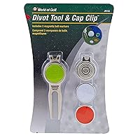 JEF World of Golf JR153 Metal Divot Golf Tool and Cap Clip with 3 Ball Markers