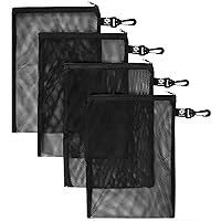 Mesh Zipper Bag with Clip - Set of 4 (Black, 9 x 12 inch)