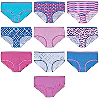 Trimfit Girls Soft Cotton Colorful Hipster Panties (Pack of 10 Kids Underwear)