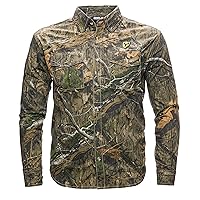 Scent Blocker Fused Cotton Long-Sleeve Button-Up Shirt, Hunting Clothes for Men