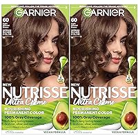 Hair Color Nutrisse Nourishing Creme, 60 Light Natural Brown (Acorn) Permanent Hair Dye, 2 Count (Packaging May Vary)