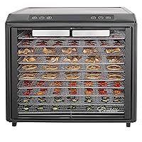 Electric Food Dehydrator Select Series 10-Tray with Adjustable Temperature Control Includes Chrome Plated Drying Trays Stainless Steel Construction and Glass French Doors, 800-Watts, Black