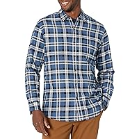 Amazon Essentials Men's Long-Sleeve Flannel Shirt (Available in Big & Tall), Blue White Plaid, Medium