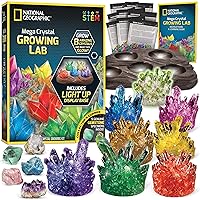National Geographic Crystal Growing Kit - Grow 8 Light-Up Crystals, Science Gift for Kids 8-12