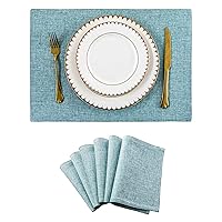 Home Brilliant Placemats Set of 6 Heat Resistant Dining Table Place Mats for Kitchen Table Party Decoration, 13 x 19 inches, Teal