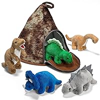 PREXTEX Plush Volcano with 5 Dinosaur Stuffed Animals - Volcano Plush Zippers 3 Dino Stuffed Toy - Dinosaur Plush Toys for Kids 3-5 - Volcano + Dino Plush Toy Set - Gift for Dinosaur & Volcano Lovers