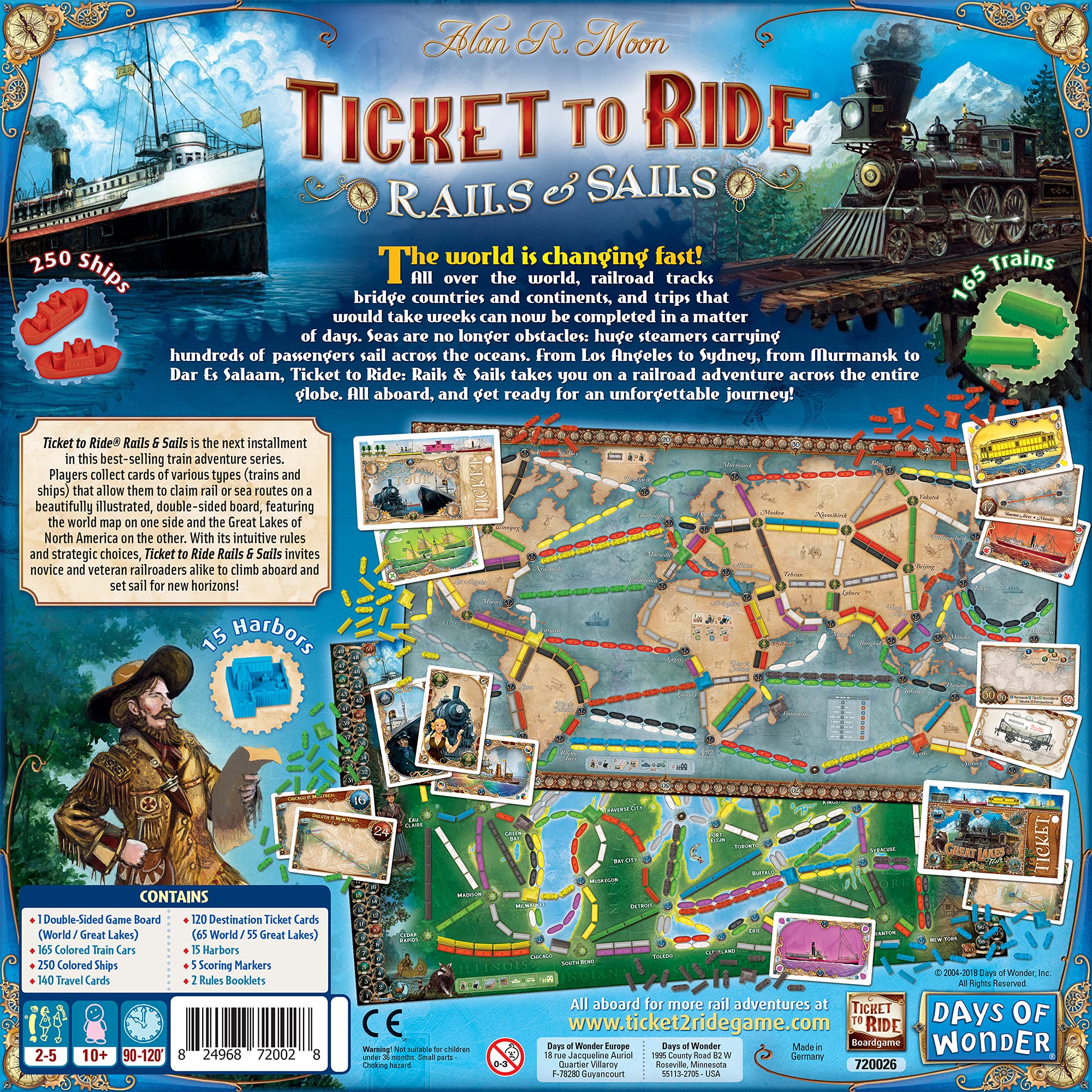 Ticket to Ride Rails & Sails Board Game | Train Route-Building Strategy Game | Fun Family Game for Kids and Adults | Ages 10+ | 2-5 Players | Average Playtime 90-120 Minutes | Made by Days of Wonder