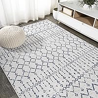 JONATHAN Y MOH101F-8 Moroccan Hype Boho Vintage Diamond Indoor -Area Rug Bohemian Easy-Cleaning Bedroom Kitchen Living Room Non Shedding, 8 X 10, Cream/Navy