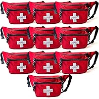 ASA TECHMED - 10 Pack First Aid Waist Pack - Baywatch Lifeguard Fanny Pack - Compact for Pool, Home, Car, Outdoors, Hiking, Playground, Camping, Workplace