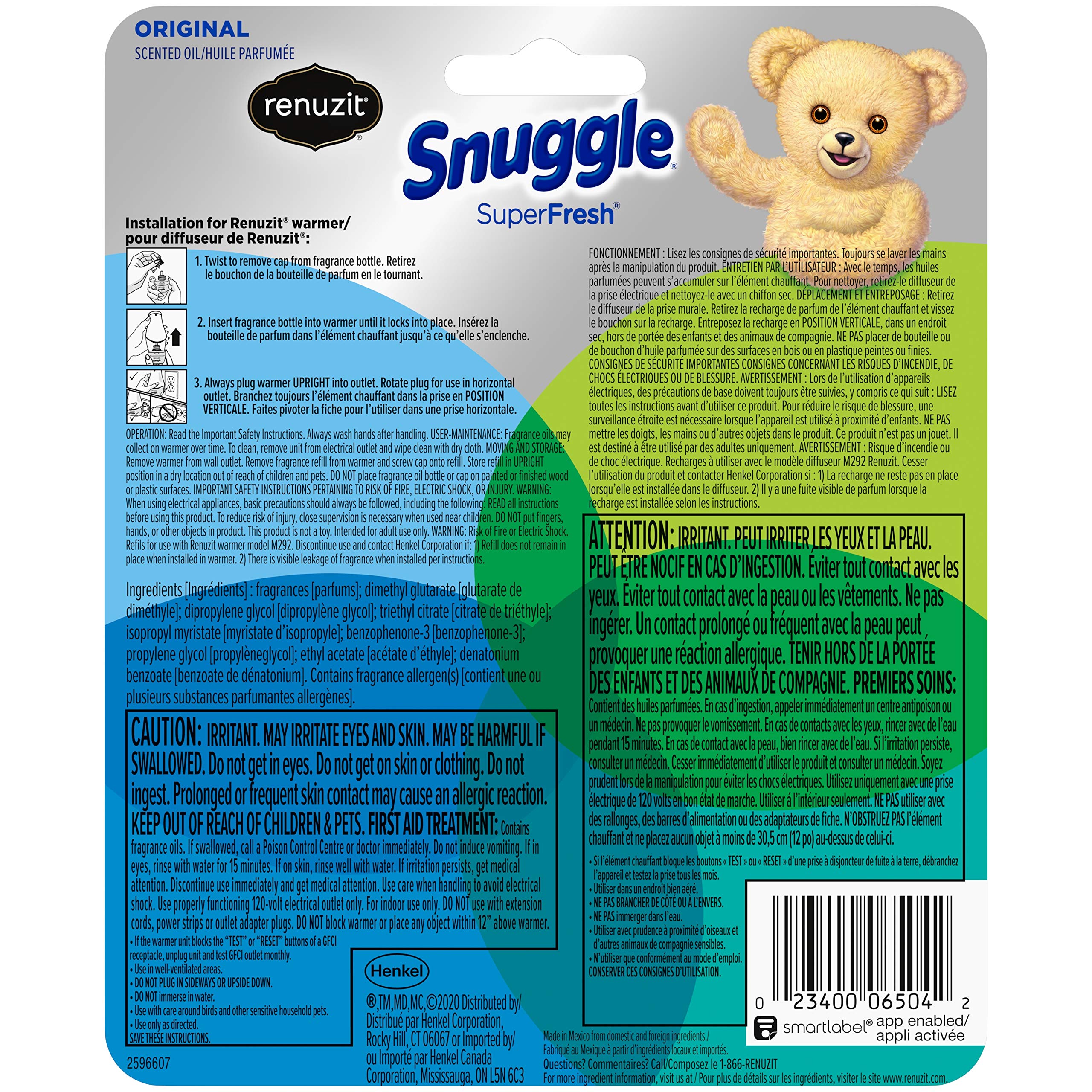 Renuzit Snuggle Scented Oil Refill for Plugin Air Fresheners, SuperFresh Original, 2 Count