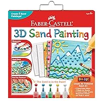 Faber-Castell 3D Sand Painting Kit for Kids: Create 5 Sand Art Pictures, DIY Arts and Crafts for Kids Ages 6-8+, Art Projects and Gifts for Girls and Boys, Red, Yellow, Green, Blue and White