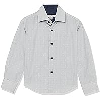 Isaac Mizrahi Boy's Long Sleeve Box Check Pattern Button Down Shirt