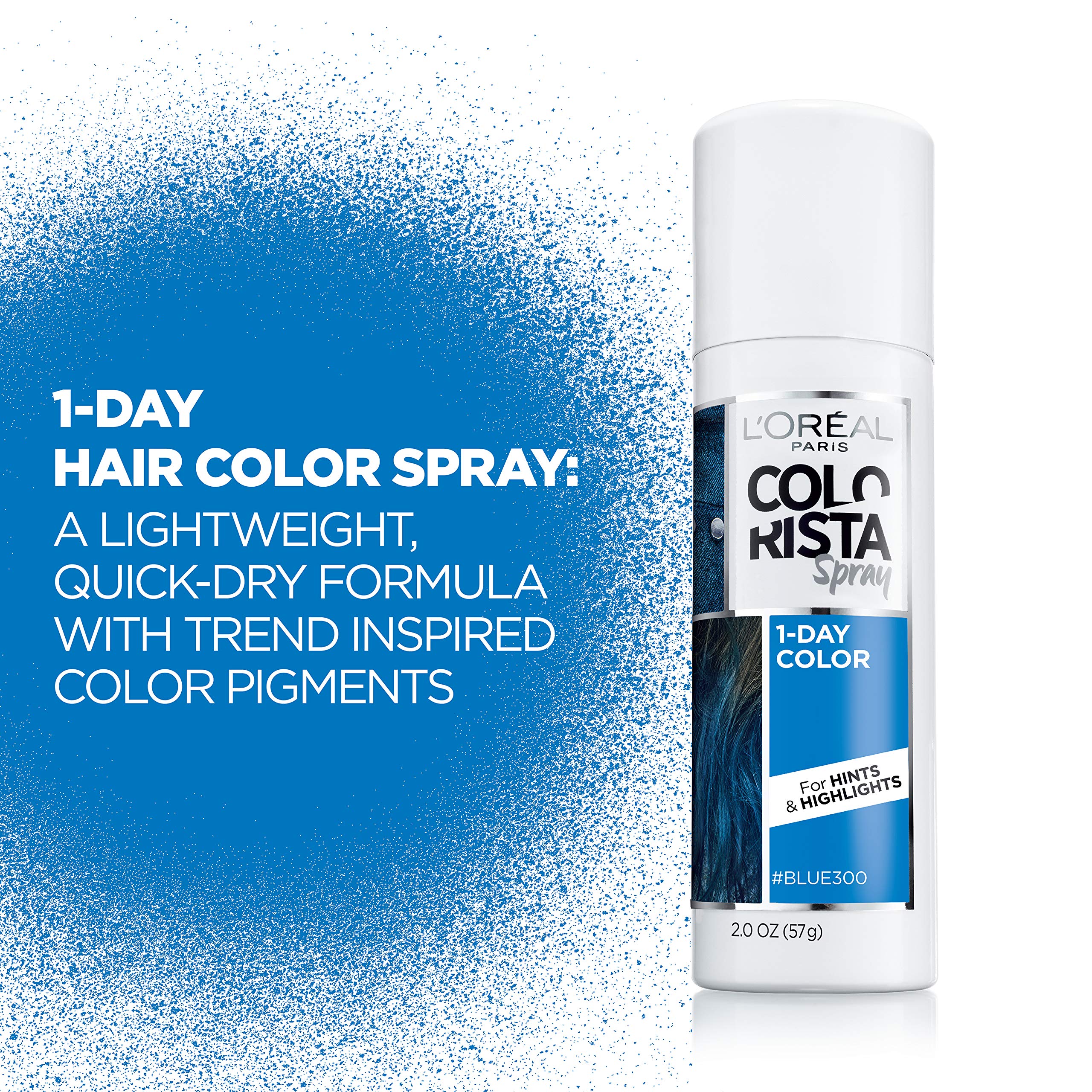 L’Oréal Paris Colorista 1-Day Washable Temporary Hair Color Spray, Blue, 2 Ounces