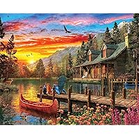 Springbok's 1500 Piece Jigsaw Puzzle Cabin Evening Sunset - Made in USA