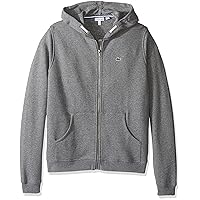Lacoste Big Boys' Full-Zip Chine Fleece Sweatshirt, Light Grey Jasper, 8