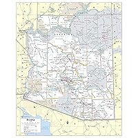 Cool Owl Maps Arizona State Wall Map Poster Rolled (Laminated 24