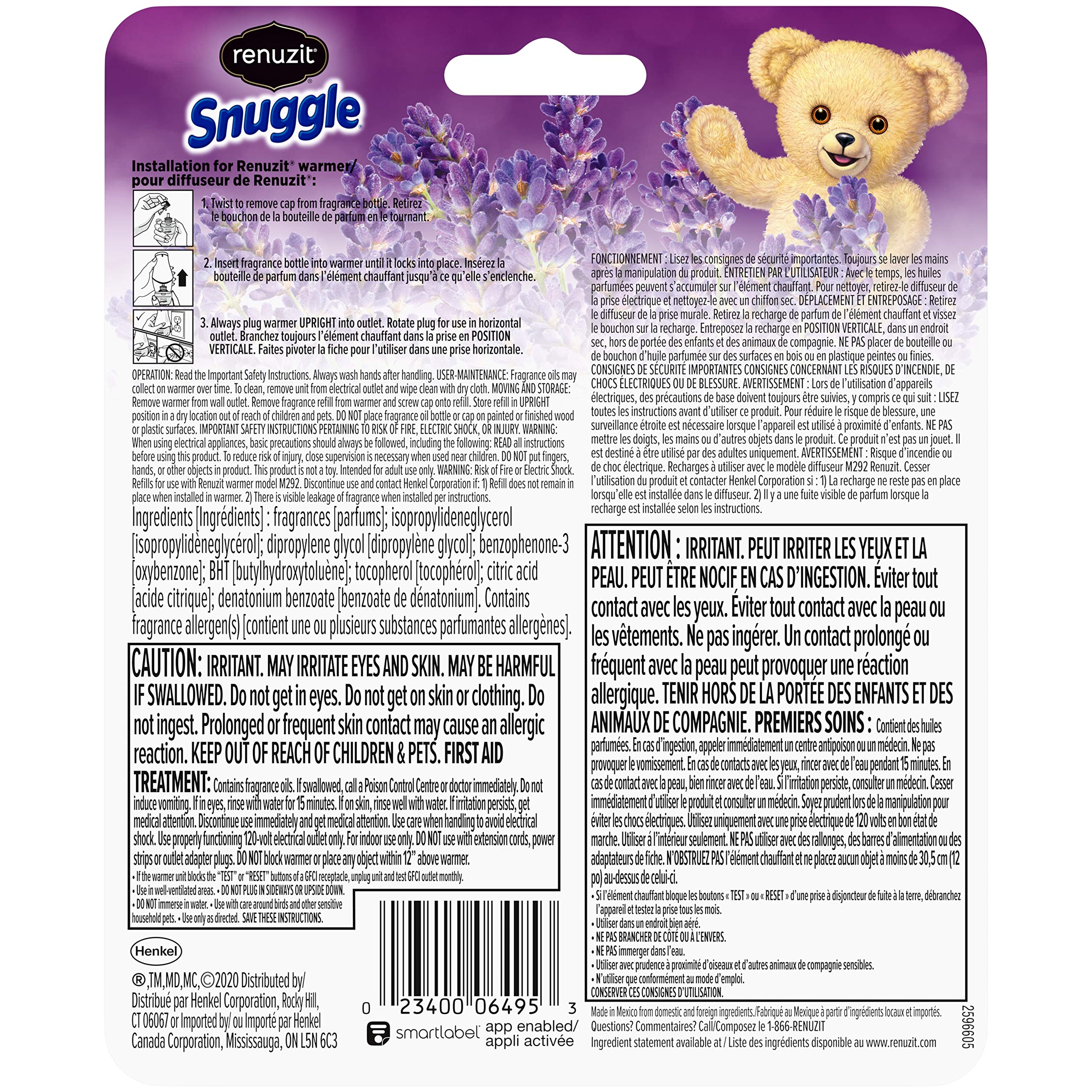 Renuzit Snuggle Scented Oil Refill for Plugin Air Fresheners, Relaxing Lavender, 2 Count (Pack of 1)
