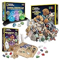 NATIONAL GEOGRAPHIC Geology Bundle – Including Rock Collection Box for Kids, Crystal Growing Kit, and Gemstone Dig Kit, Real Gemstones and Crystals, Science Kit for Boys and Girls (Amazon Exclusive)