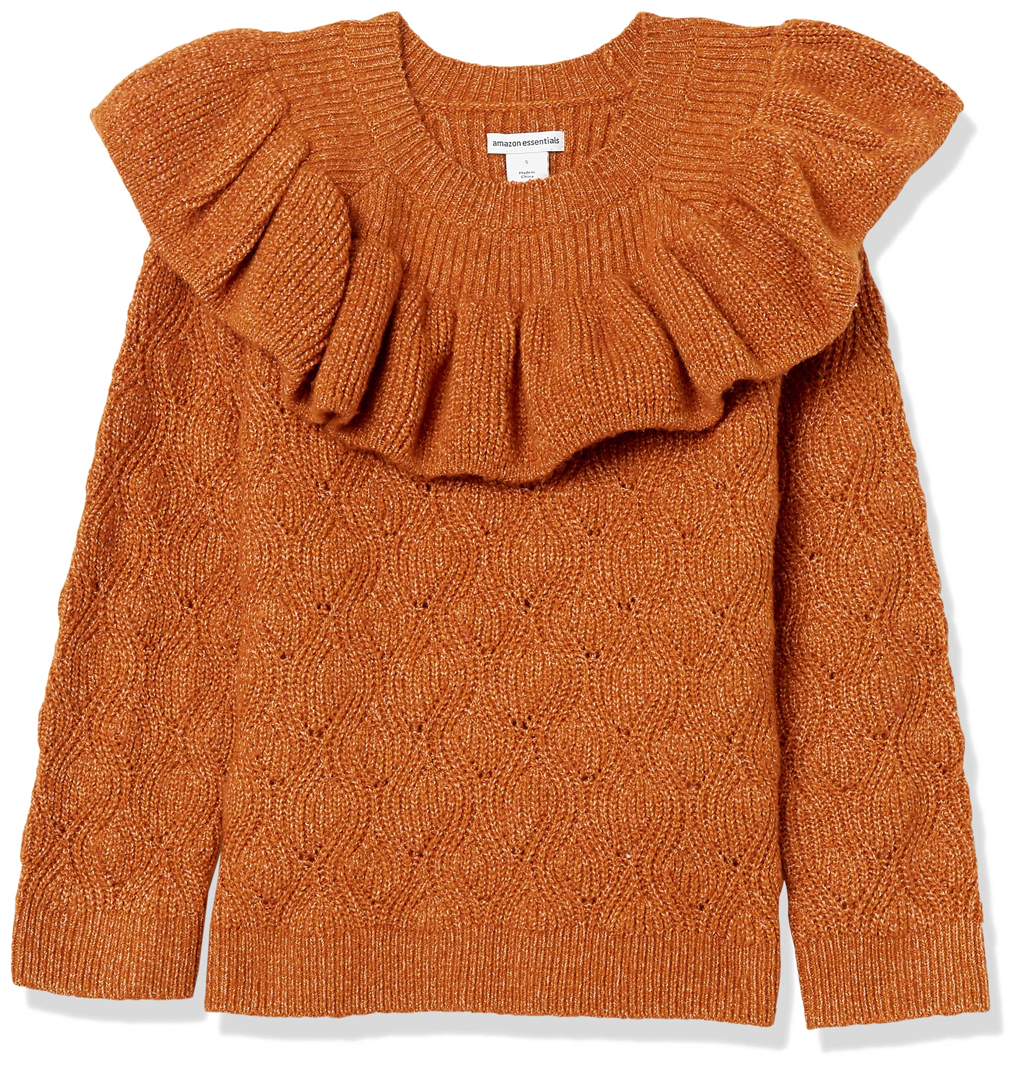 Amazon Essentials Girls and Toddlers' Soft Touch Ruffle Sweater