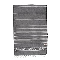 Bersuse 100% Cotton - Anatolia XL Throw Blanket Turkish Towel - 61 x 82 Inches, Black