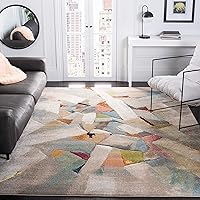 SAFAVIEH Porcello Collection Area Rug - 8' x 10', Grey & Multi, Modern Abstract Design, Non-Shedding & Easy Care, Ideal for High Traffic Areas in Living Room, Bedroom (PRL6937B)
