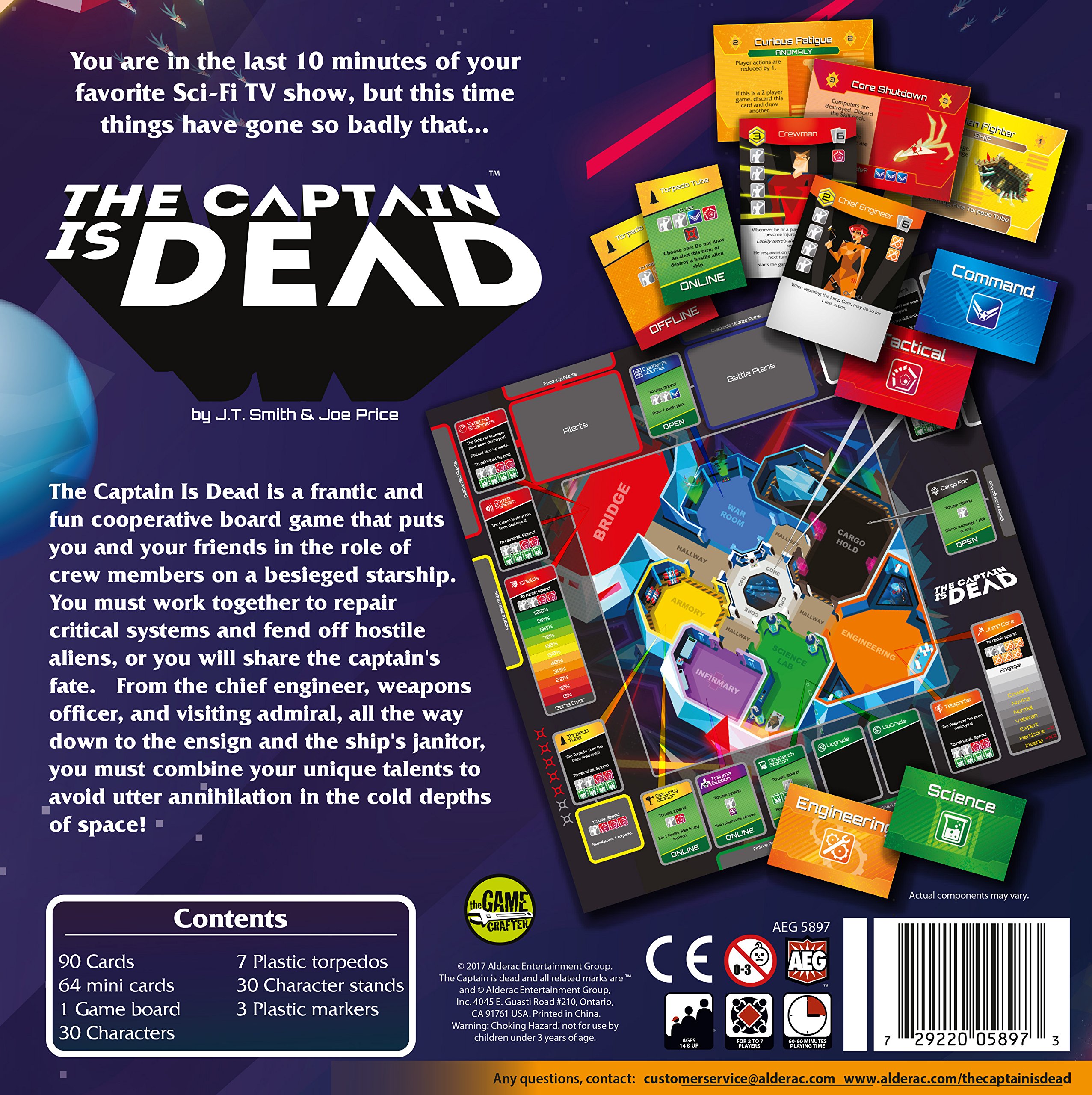 The Captain is Dead - Cooperative Board Game, Save Your Starship, Fight The Aliens, 1 to 7 Players, 45 Minute Playtime, Ages 12 and Up, Alderac Entertainment Group (AEG)