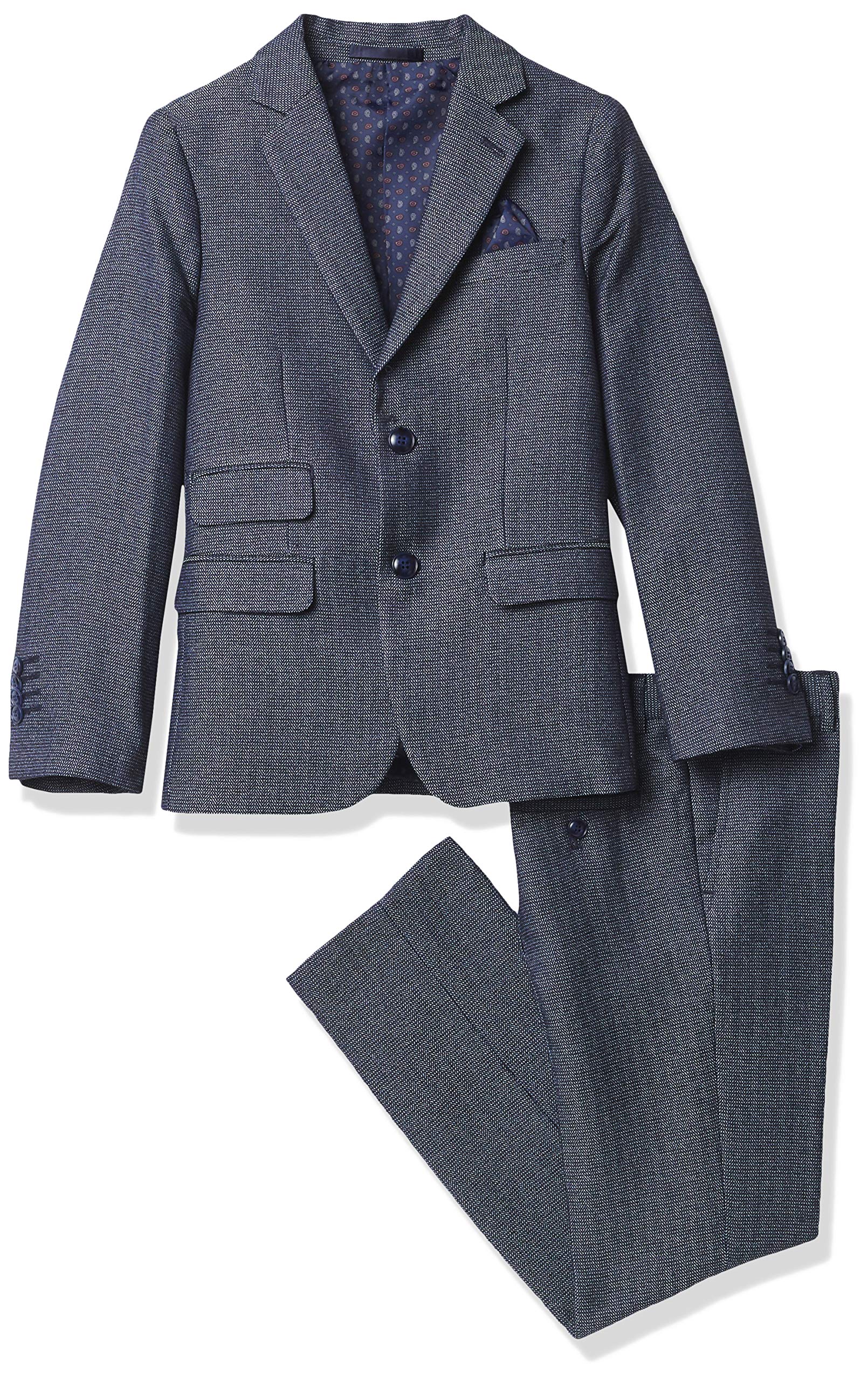Isaac Mizrahi Boys' Slim Fit Birdseye Herringbone Suit