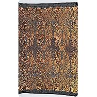 Phoebe Iridescent Orange Gold Sequins on Black Mesh Lace Fabric by The Yard - 10062