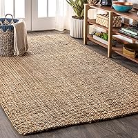 NRF102A-3 Pata Hand Woven Chunky Jute Indoor Area -Rug Bohemian Farmhouse Easy -Cleaning Bedroom Kitchen Living Room Non Shedding, 3 ft x 5 ft, Natural Color