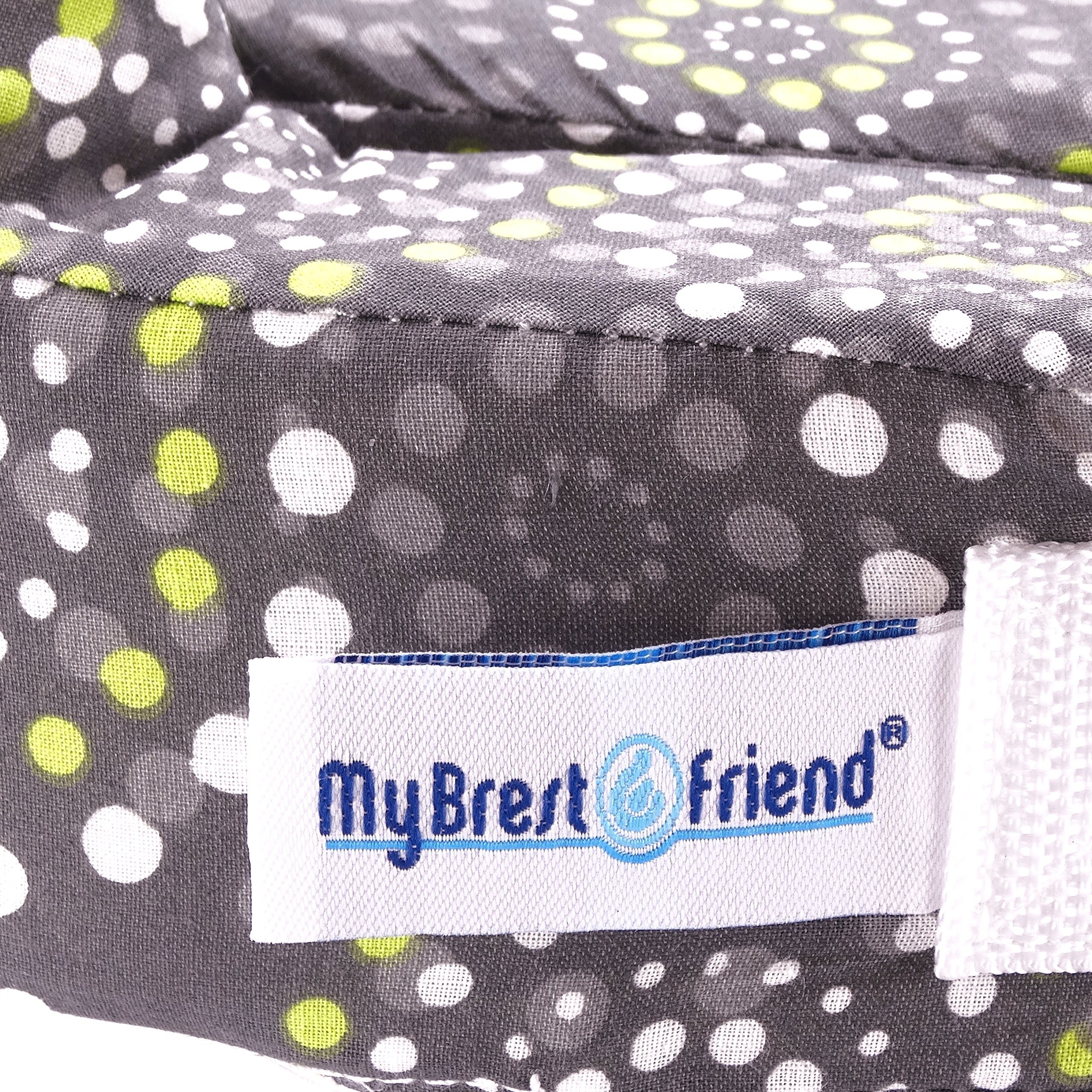 My Brest Friend Original Nursing Pillow for Breastfeeding, Nursing and Posture Support with Pocket and Removable Slipcover, Grey, Yellow Fireworks