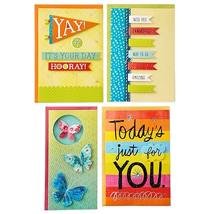 Hallmark All Occasion Cards Assortment Box with Envelopes, Handmade Greeting Card Organizer Box with Dividers, Watercolor Dots (Pack of 24)