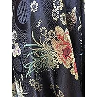Kate Black Floral Brocade Chinese Satin Fabric by The Yard - 10037