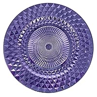 allgala 13-Inch 48-Pack Heavy Quality Plastic Diamond Pattern Sparkling Charger Plates-Purple-HD82408
