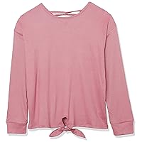 Girls' Long Sleeve Ribbed Tie Front Top