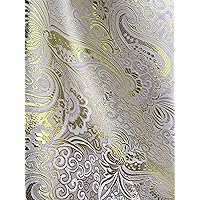 Brynn Ivory Gold Paisley Floral Brocade Chinese Satin Fabric by The Yard - 10054