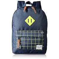 Herschel Supply Co. Unisex Heritage Kids (Little Kids/Big Kids) Navy/Navy Grid/Neon Lime Rubber Backpack